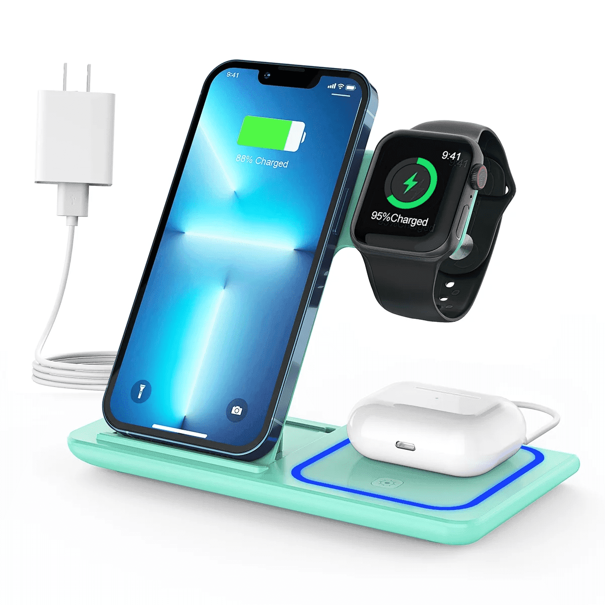 15W QC 3.0 Wireless Charger 3 in 1 Station for iPhone Apple Watch AirPods Walmart