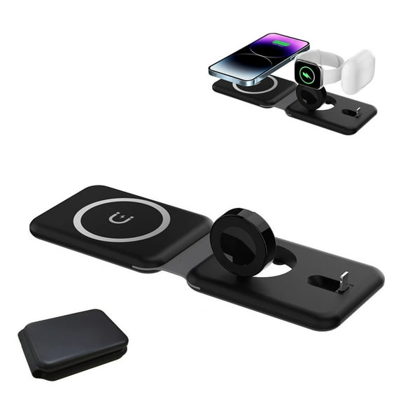 Wireless Charger, 3 in 1 Wireless Charger, Magnetic Foldable Charging Station, 15w Fast Wireless Charging
