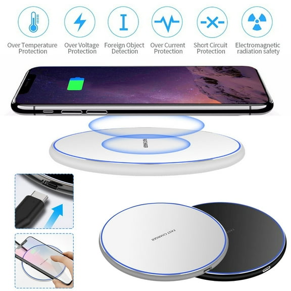 Wireless Charger under $5! Cagogo Ultra Thin Wireless Charger, Round Desktop Fast Charging Pad, Aluminum Alloy Phone Charger, Compatible with Qi Enabled Devices, Smart Charging Dock