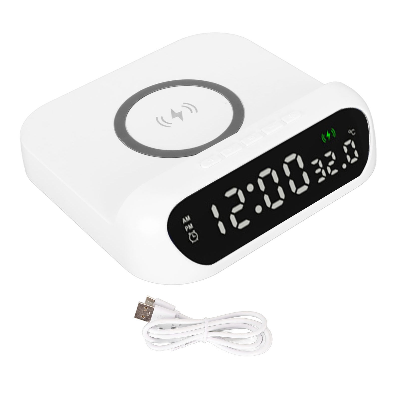 Wireless Charger Alarm Clock Multifunctional Temperature Display LED