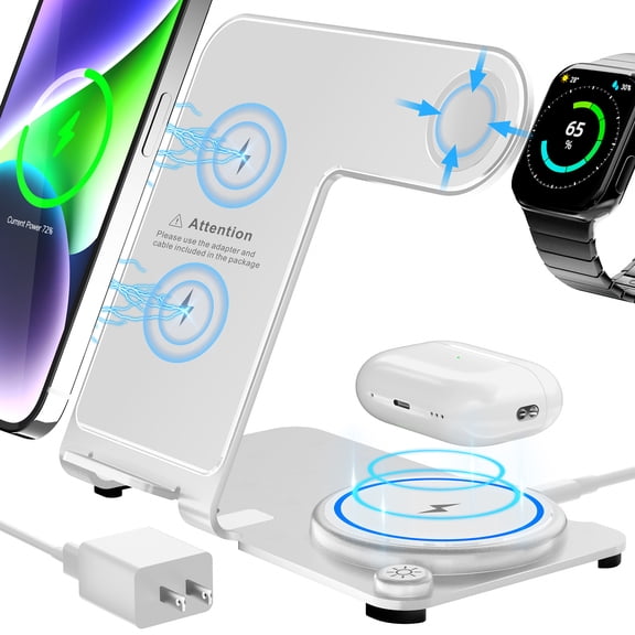 Wireless Charger, Aluminum Alloy 3 in 1 Wireless Charging Station for Apple iPhone/iWatch/Airpods,iPhone 14,13,12,11 (Pro, ProMax)/XS/XR/XS/X/8(Plus),iWatch8/7/6/SE/5/4/3/2,AirPods 3/2/pro