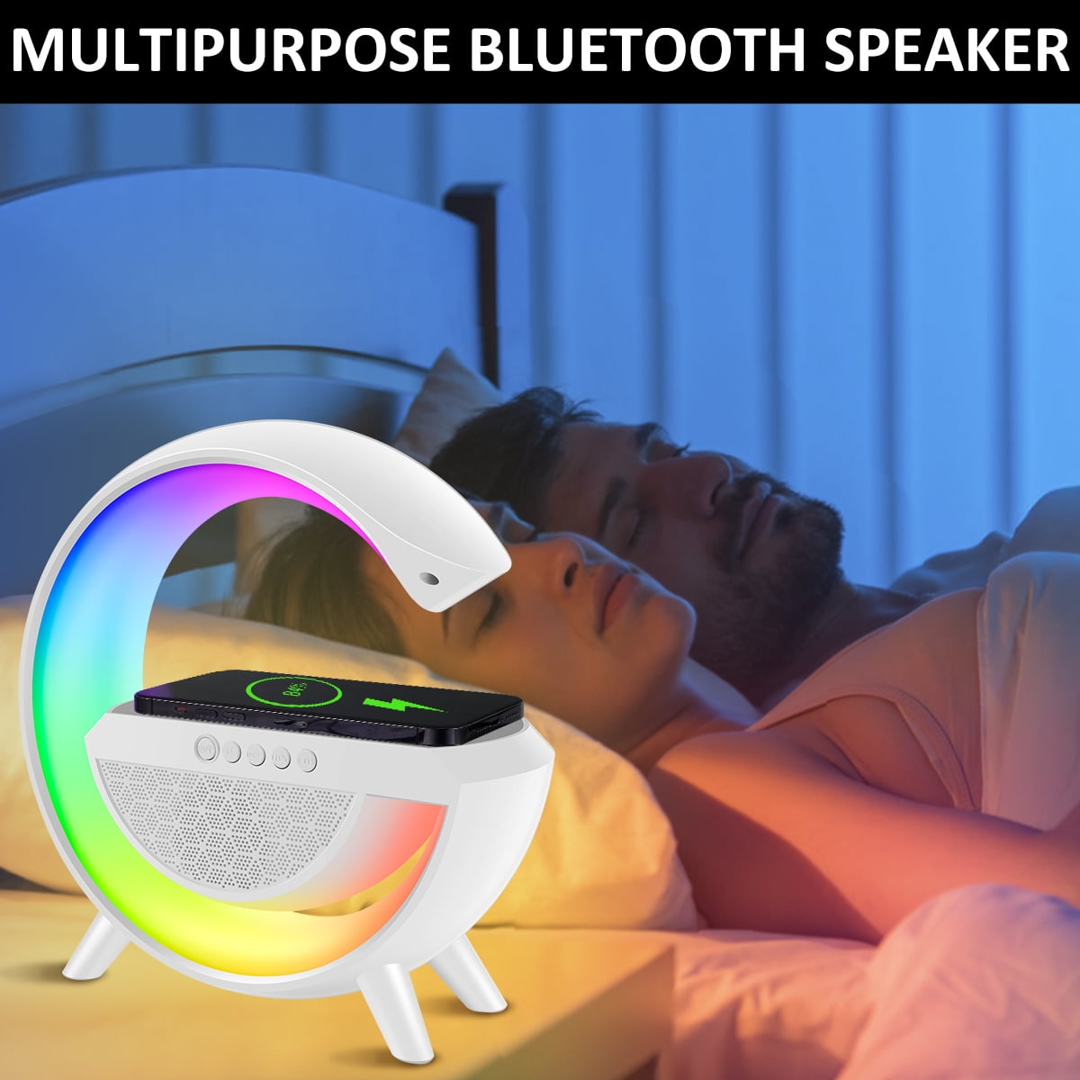 Wireless Charger Ambiance Lamp Dimmable Desk Lamp with Bluetooth