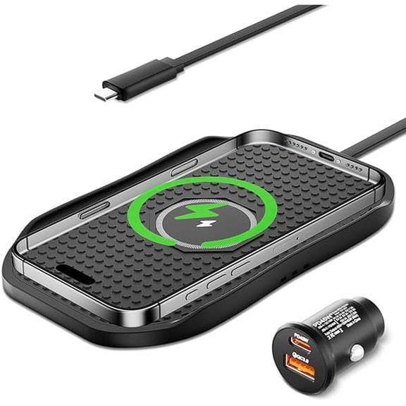 Wireless Charger for Car, Type C Wireless Fast Charging Pad,Charging Station for Multiple Devices,Adapter for iPhone 17 16 15 14 13 12 11, AirPods 3/Pro 2, Samsung S24/S23/S22