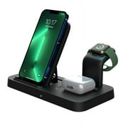 Wireless Charger, Charging Station 3 in 1, Fast Wireless Charger Stand for iPhone 13/12/11/Pro/Max/Plus/XS/XR/X/8, Apple Watch 1-7 SE & AirPods(Black)