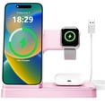 thumbnail image 1 of Wireless Charger for iPhone,3 in 1 Wireless Charging Station for iPhone 17 16 15 14 13 12 11 Pro Max Plus XS XR X 8,for iWatch 9 8 7 6 5 4 3 2 SE,for AirPods 3 2 Pro,Pink,No Adapter, 1 of 7