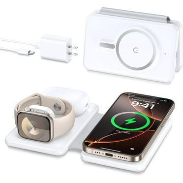 Magnetic Wireless Charger Compatible for iPhone: ETEPEHI Foldable 3 in 1 Fast Charging Compatible for iPhone, Charging Pad for iWatch Series & Airpods