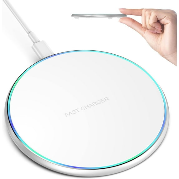 Wireless Charger Compatible with iPhone 16 15 14 13 12 11 Pro Max/Mini/Plus/XR/X/8, 15W Max Fast Wireless Charging Pad Mat for Samsung Galaxy S23/S22/S21/S20/S10, Galaxy Buds