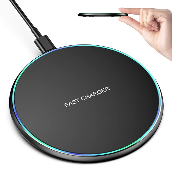 Wireless Charger Compatible with iPhone 16 15 14 13 12 11 Pro Max/Mini/Plus/XR/X/8, 15W Max Fast Wireless Charging Pad Mat for Samsung Galaxy S23/S22/S21/S20/S10, Galaxy Buds