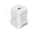 thumbnail image 1 of Wireless Charger Cube Power Strip with USB Ports – 10ft Extension Cord, 4 AC Outlets + 3 USB + 1 Fast-Charging USB-C, 15W Wireless Charging, Surge Protection & Mountable On/Off Switch, 1 of 4
