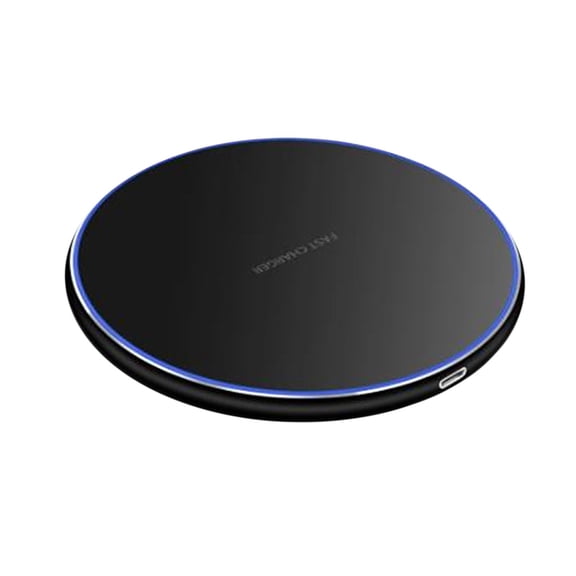 Wireless Charger Fast Charging, QQZ Ultra Thin Round Desktop Charging Dock Station, Low Temperature Protection Smart Phone Wireless Charger Pad for, Black