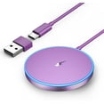 thumbnail image 1 of Magnetic Wireless Charger Fast for Apple Mag-Safe Charger for iPhone 17 Pro Max/17 Pro/17/17 Plus/16/15/14/13/12 Series AirPods 3/2/Pro/Pro 2 LED Magnet Charging Pad with Dual Charging Ports Purple, 1 of 7