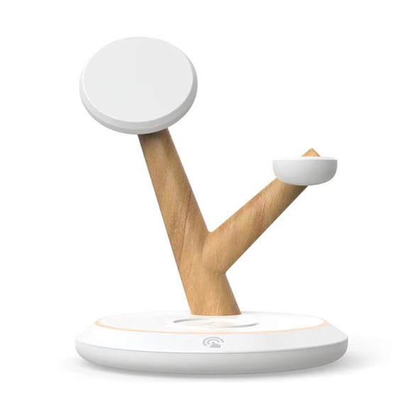 Wireless Charger for iPhone Magnetic 3 in 1 Charging Station for AirPods-White