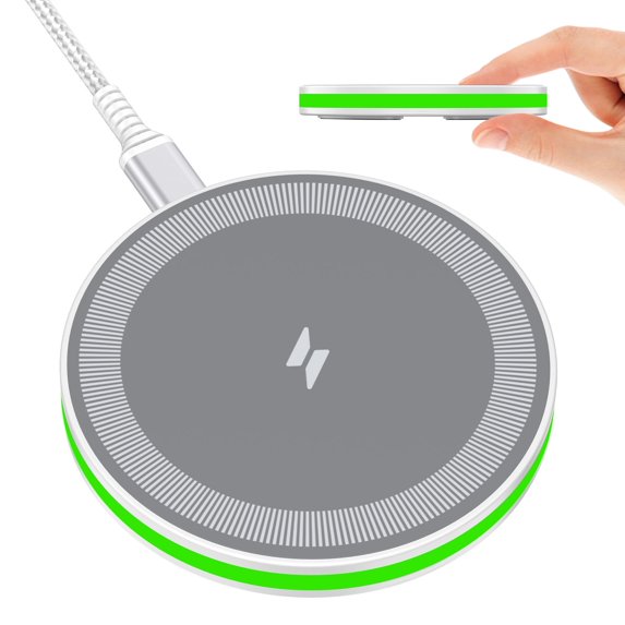 Wireless Charger, Hootek 15W Fast Wireless Charger Samsung Android Fast Wireless Charging Pad Compatible with iPhone 16/15/14, Samsung Galaxy S22/S21/S20,Wireless Charger Station, White