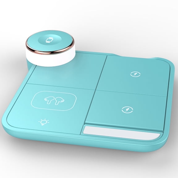 Votones 15W Fast Wireless Charger,4 in 1 Charging Station Compatible with Apple Watch,Airpods,Iphone SE 8 11 12 13 14 15 16 Macaron Blue