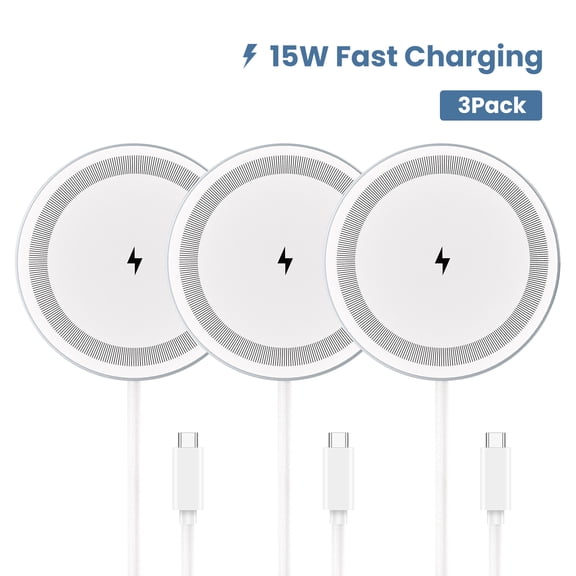 Wireless Charger, Magnetic Charging Pad, Portable Charger Compatible with iPhone 17 16 15 14 13 12 Series and AirPods 4 3 2, White (3 Pack)