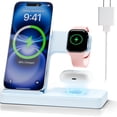 thumbnail image 1 of Wireless Charger,Magnetic Charging Stand Compatible with iPhone 17 16 15 14 13 12 11 Pro Max Plus XS XR X 8,for Apple Watch 9 8 7 6 5 4 3 2 SE,for AirPods 3 2 Pro,3 in 1 Charging Station, Blue, 1 of 11