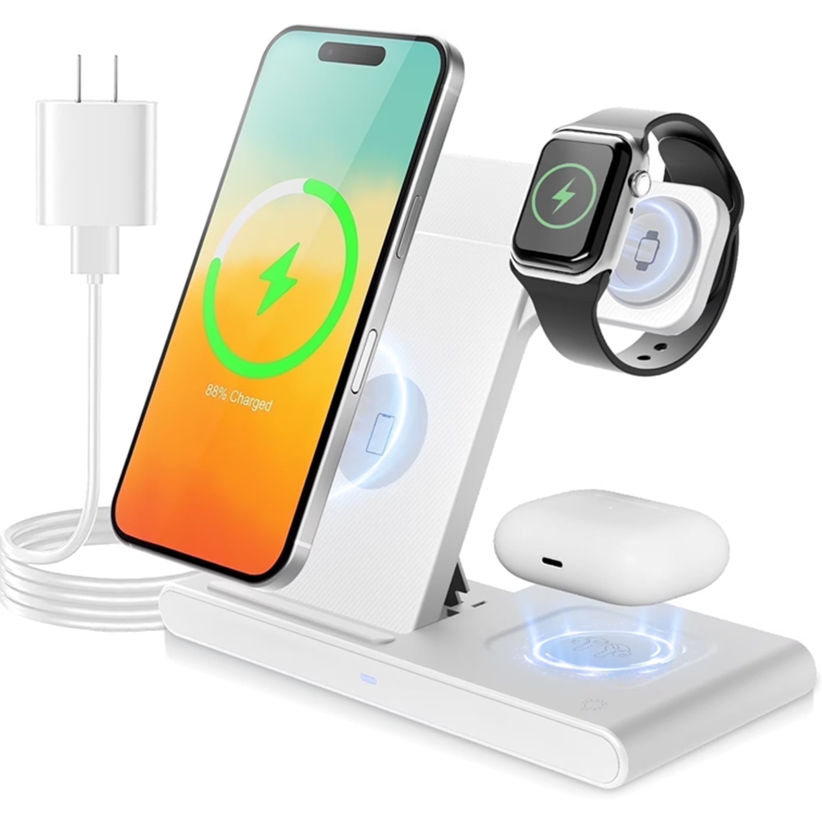 Wireless Charger,Magnetic Charging Stand Compatible with iPhone 17 16 15 14 13 12 11 Pro Max Plus XS XR X 8,for Apple Watch 9 8 7 6 5 4 3 2 SE,for AirPods 3 2 Pro,3 in 1 Charging Station