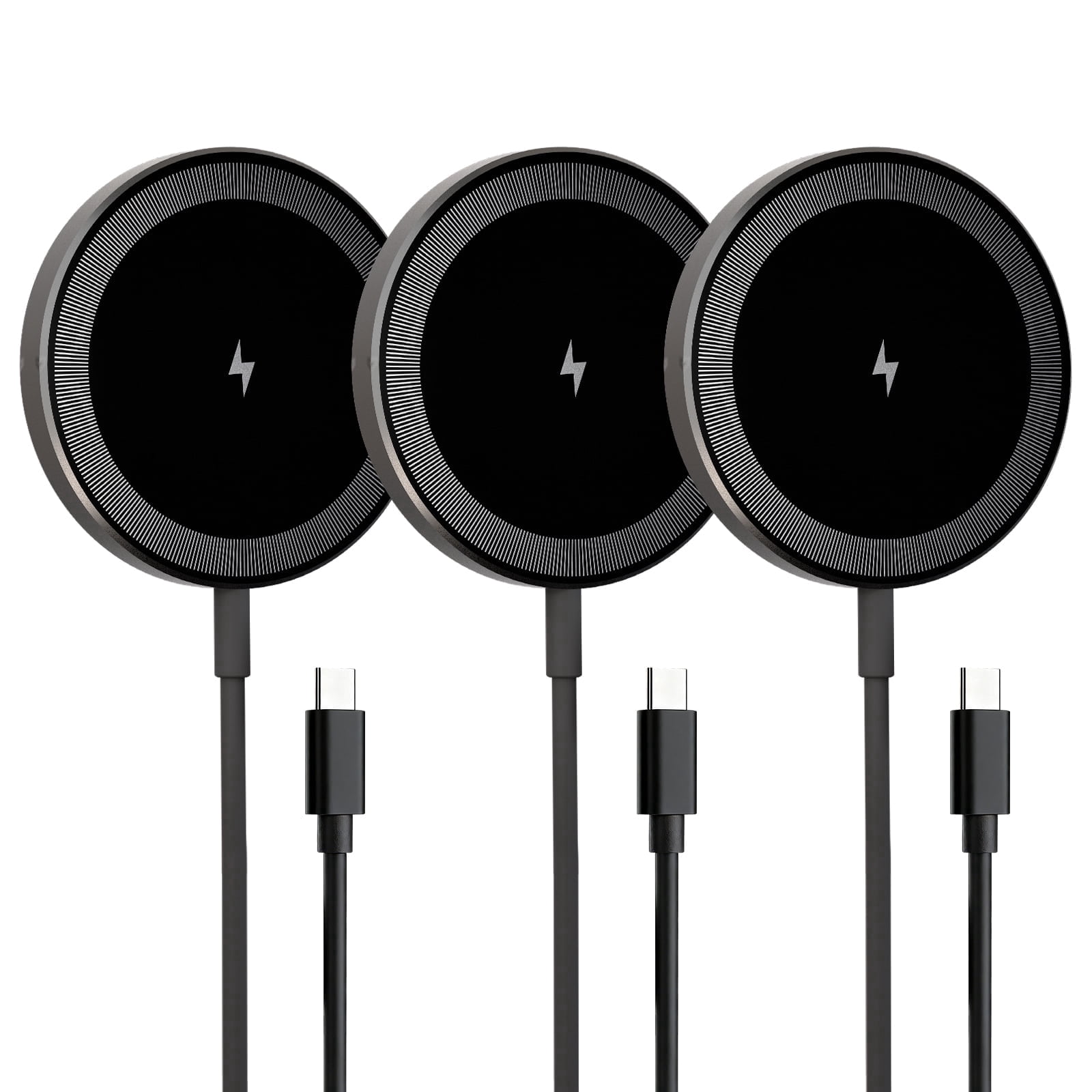 Wireless Charger, 15W Charging Pad Compatible with iPhone 17 16 15 14 13 12 Series, Compatible with AirPods, Slim Portable Design, Black(3 Pack)