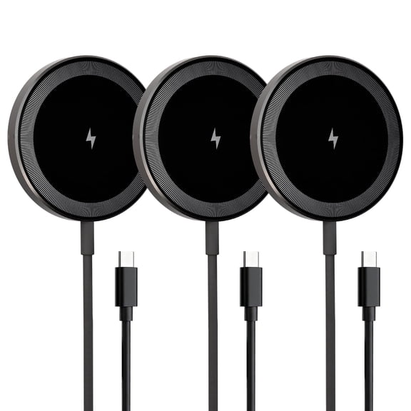 Wireless Charger, 15W Charging Pad Compatible with iPhone 17 16 15 14 13 12 Series, Compatible with AirPods, Slim Portable Design, Black(3 Pack)