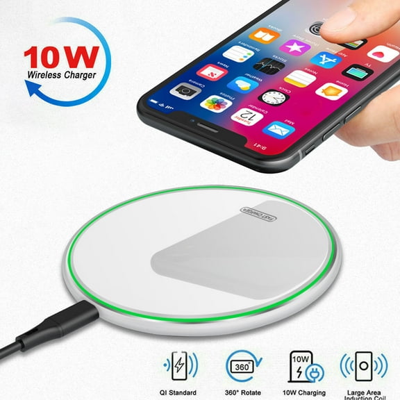 Wireless Charger,Qi-Certified 10W Max Fast Wireless Charging Pad Compatible with All Qi-Enabled Phones(No AC Adapter) (Black)
