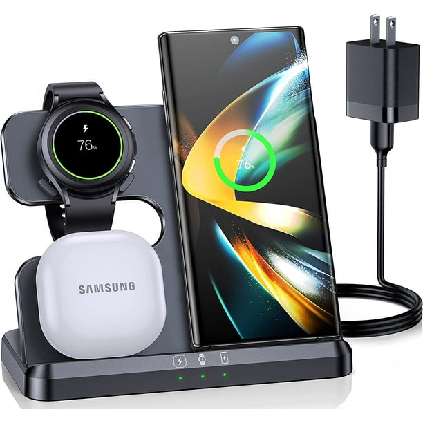 Wireless Charger for Samsung Charging Station Android Multiple Devices 3 in 1 Fast Charger Stand for Phone Galaxy Z Flip 5 4 3 Z Fold S24 S23 Ultra S22 S21 S20 Galaxy Watch