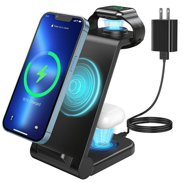 Wireless Charger Stand 3 in 1 Fast Wireless Charging Station Dock for Apple Watch Series 7 6 SE 5 4 3 2 AirPods Pro 2 iPhone 13 13 Pro 12 12Pro SE X XR XS 8 Plus Phone Walmart Business Supplies
