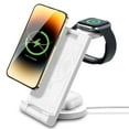 thumbnail image 1 of Wireless Charger Stand, 3 in 1 Wireless Charging Station for iphone,Fast Charger for iPhone 16 15 14 13 12 11 Pro Max/X /XS & for Apple Watch,Charging Dock for AirPods,White, 1 of 10