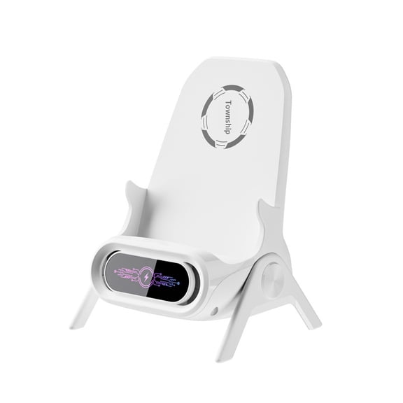 Wireless Charger Stand Universal Auto Sensing Charging Station with Speaker for Desk and Car Use Compatible with iPhone Samsung Smartphones