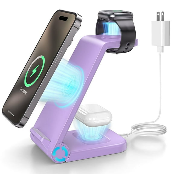 Cshidworld Wireless Charger, 23W Fast Wireless Charging Stand for iPhone 17 Pro/16e/15/14/13/13 Pro/ 12/12 Pro/11/XS Max Galaxy S25 S24 S23 S10, Chargings Station for AirPods 4/3/2/Pro, iWatch Series