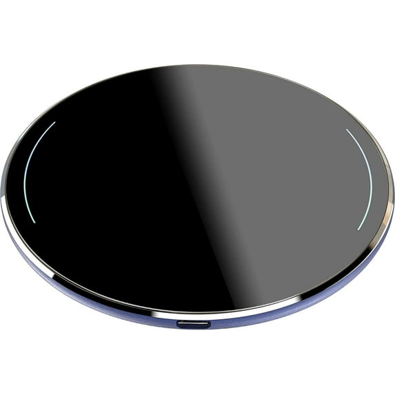 Wireless Charger Thin Aviation Aluminum Computer Numerical Control Technology Fast Charging Pad Navy Blue (NO AC Adapter)