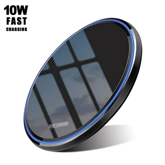Wireless Charger Thin Aviation Aluminum, Qi-Certified 10W Max Fast Wireless Charging Pad, Compatible with iPhone 12/12 Mini/12 Pro/SE 2020/11 Pro,Samsung Galaxy S21/S20/Note 10(No AC Adapter)