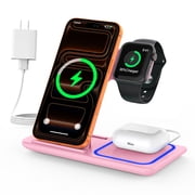 Wireless Charger,3 in 1 Wireless Charging Station,18w Fast Wireless Charger Stand for iPhone 17 16 15 14 13 12 11 Pro Max XS, Charging Dock for iWatch 10 9 8 7 