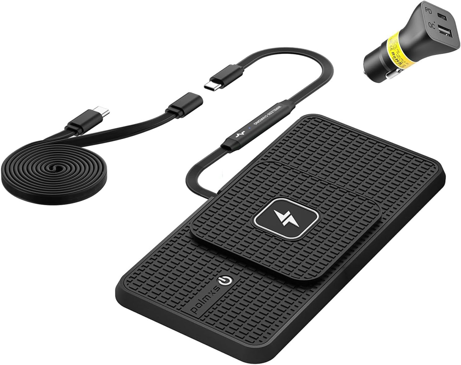 Wireless Charger car Charging pad,FHDFHD 15W Wireless Phone Charger,RGB Cell Phone Cordless Charging mat Compatible with iPhone 16/15/14/13/12 Galaxy S23 S22 S21 Note10(k1)