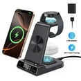 thumbnail image 1 of Wireless Charger Fits for iPhone & Samsung, 3 in 1 Fast Charging Station for Multiple Devices with Digital Clock Charging Dock Stand Compatible with iPhone & Apple Watch & AirPods,Black, 1 of 11