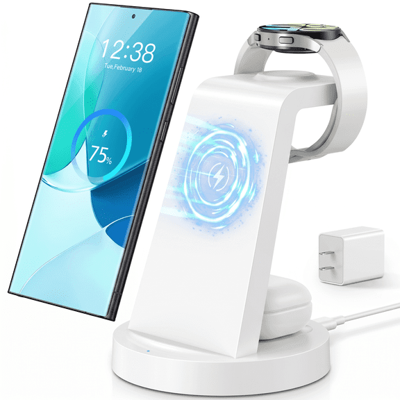 Wireless Charger for Samsung: 3 in 1 Wireless Charging Station for Samsung Galaxy Watch 8 7 6 5 4 3 Pro Classic Galaxy Buds - Charger Dock Stand for S26 S25 S24 Ultra S23 S22 S21 Note Z Fold Android