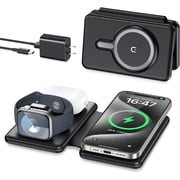 Wireless Charger for iPhione: 3 in 1 Foldable Charging Station Compatible for iphone 15/14/13/Pro/Max& iWatch Series& AirPods 3/2/Pro, Black