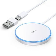 Wireless Charger for iPhone 15 /14/13/12 Series AirPods 3/2/Pro/Pro 2 （White LED Magsafe Charger ）