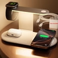 thumbnail image 1 of Wireless Charger for iPhone 17, 4 in 1 Charging Station for MagSafe Charger with Night Light,15W Max Fast Charging for iPhone 17/16/15/14/13/,Apple Watch Series 2-11/SE 3/Ultra 3,AirPods, 1 of 7