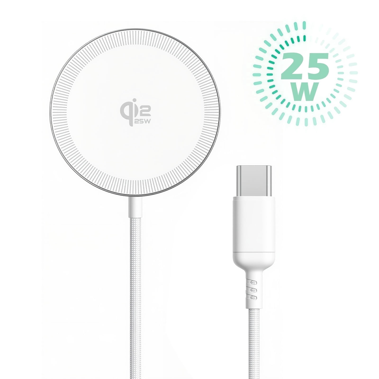 Wireless Charger, 25W Fast Charging Pad for iPhone, Magnetic Phone Charger for iPhone 17 16 15 14 13 12 Series, Portable Charger for AirPods 4 3 2 Pro, Ultra-Thin, for for Travel Home Office, White