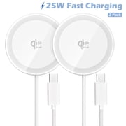 25W Wireless Charger iPhone, Qi2.2 Magnetic Fast Charging Pad for iPhone 17 16 15 13 14 12 Series, Portable Charger, White(2 Pack)