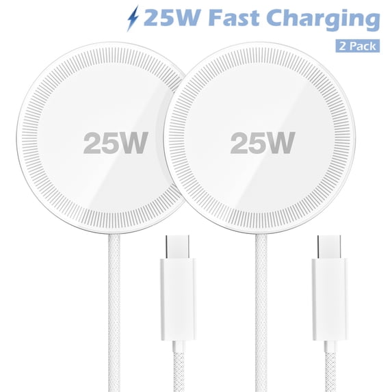 Magnetic Charging Pad, 25W Qi2.2 Wireless Charger for iPhone 18 17 16 15 13 14 12 Series, Portable Charger for AirPods 4 3 2, Ultra-Thin, White(2 Pack)