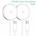 thumbnail image 1 of Wireless Charger for iPhone, 25W Qi2.2 Magnetic Fast Charging Pad for iPhone 17 16 15 13 14 12 Series, Portable Charger for AirPods 4 3 2, Ultra-Thin, Ideal for Travel Home Office, White(2 Pack), 1 of 13