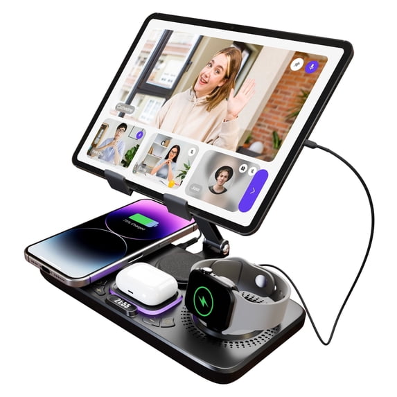 Wireless Charger for iPhone,4 in 1 Charging Station for Multiple Devices Apple,Fast Charging Dock Compatible for iPhone 17 16e 16 15 14 13 12 Pro Max iWatch Samsung Tablets iPad