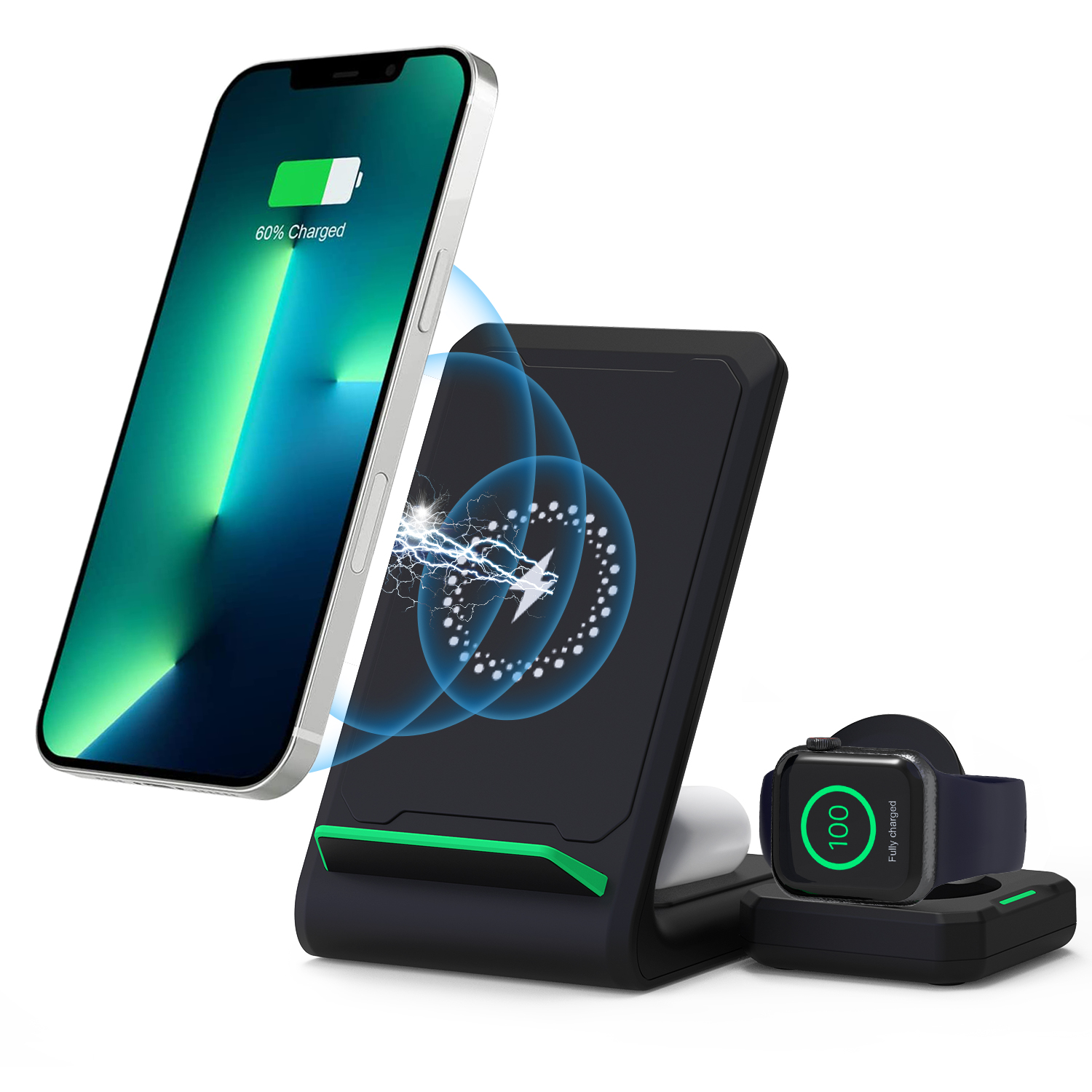 Wireless Charger iPhone Charging Station: 3 in 1 Charger Stand Multiple Devices for Apple - iPhone 17 16e 16 15 14 Pro Max 13 12 11 - Watch 10 9 8 7 6 5 4 3 2 SE and Ultra Series - Airpods 4 3 Pro