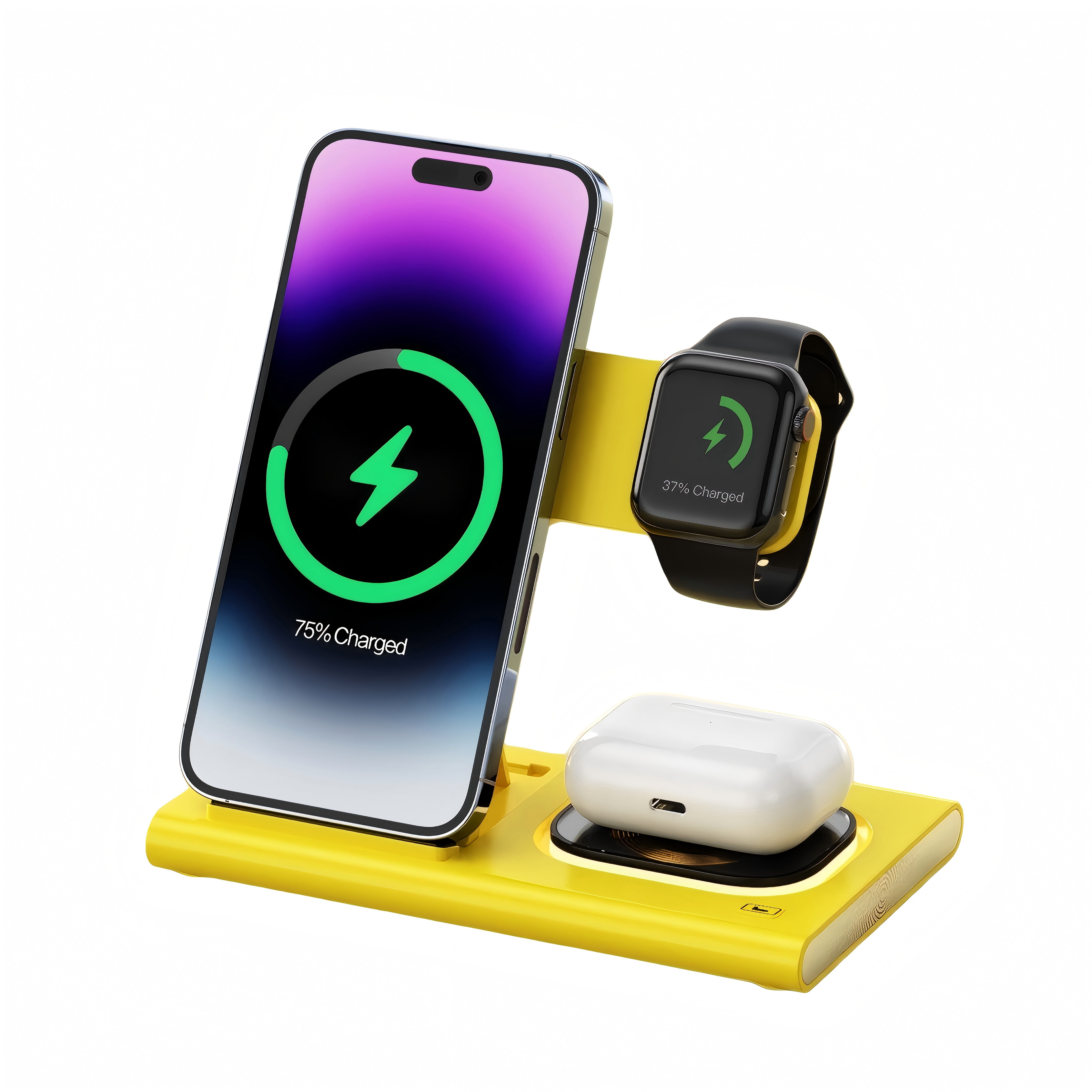 Wireless Charger iPhone Charging Station: 3 in 1 Charger Stand Multiple Devices for Apple with Ambient light