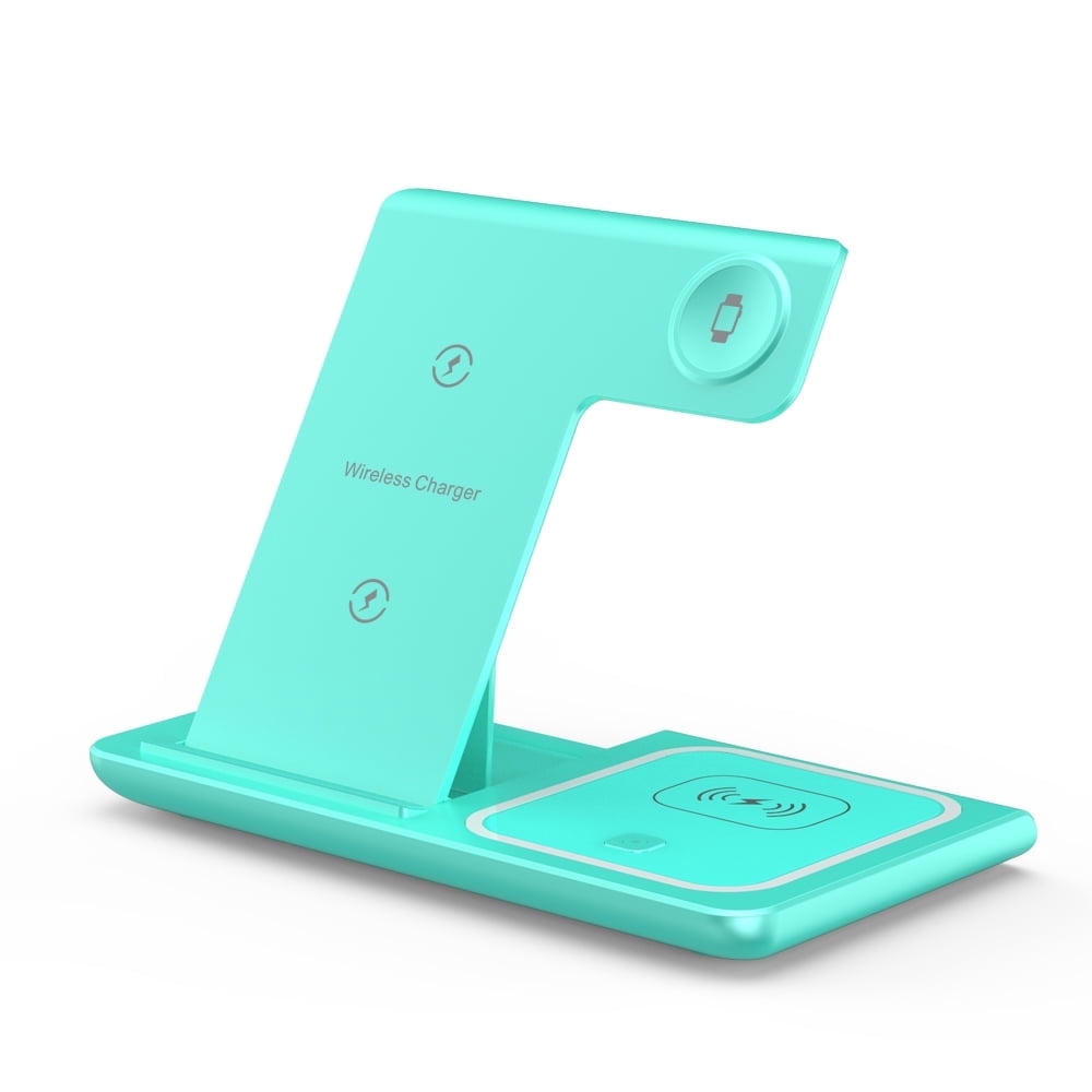 Wireless Charger,iPhone Charging Station for iPhone 16/15/14/13/12/11/Pro Max/Plus, 3 in 1 Wireless Charging Stand for iWatch SE 10/9/8/7/6/5/4/3, Airpods Pro/3/2 Green