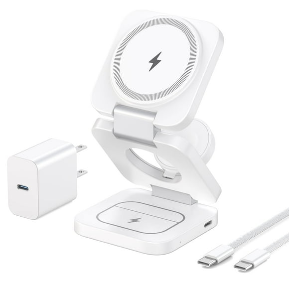 Wireless Charger for iPhone, KU XIU 3 in 1 Travel Charging Station for iPhone 16/15/14/13/12 Series, 5W Foldable Charger for Apple Watch10/9/8/7/6/5/4/3/SE, for Airpods 4/3/2/Pro C80