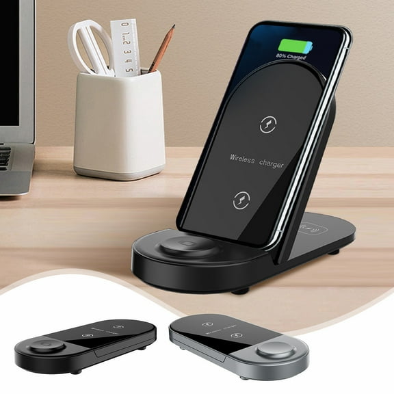 Wireless Charger under 5! CQCYD Three in One Wireless Charger, 15W Fast Charging Station for Phone, Foldable Vertical Charging Stand