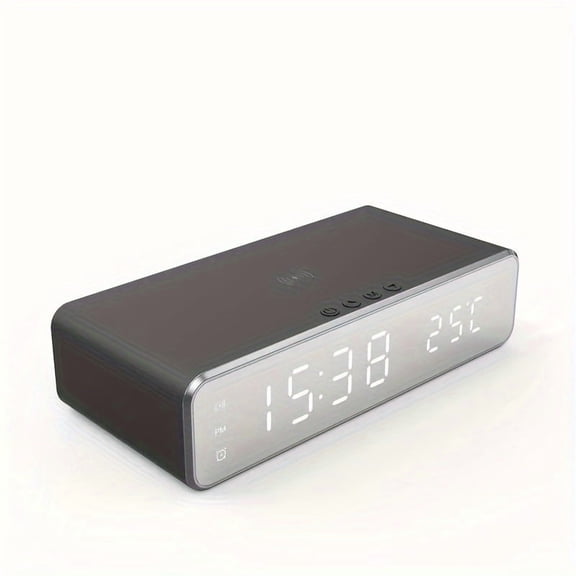 Wireless Charger with LED Alarm Clock and Thermometer Three-in-One Stylish Control Design Suitable for Home or Office Use