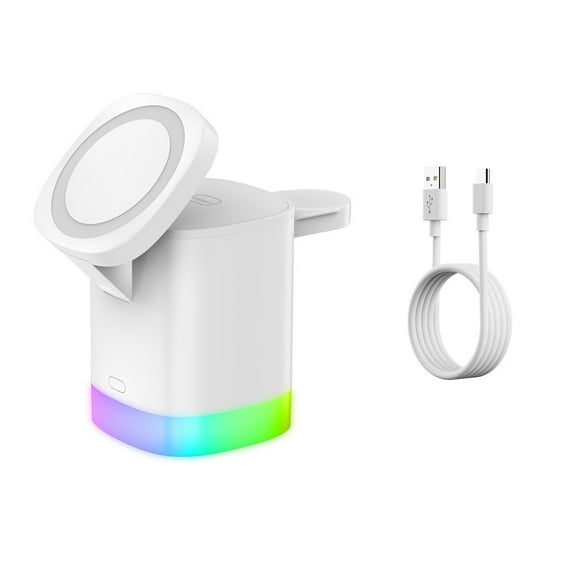 Wireless Charging, 3 In 1 Magnetic Wireless Charger Stand Fast Charging LED Light Dock Station For Watch Earphone For Phone ,Safe Charging Base